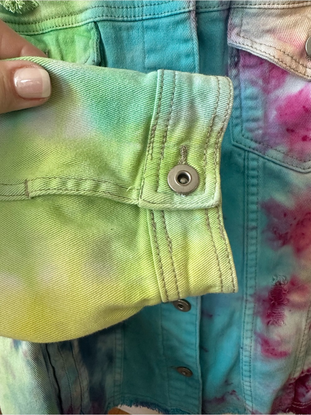 JustFab Pastel Tie-Dye Denim Jacket - Picture 7 of 10